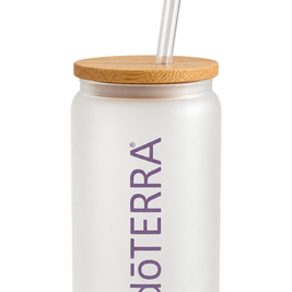 Стъклен буркан за напитки doTERRA (300 мл) – Лилав надпис