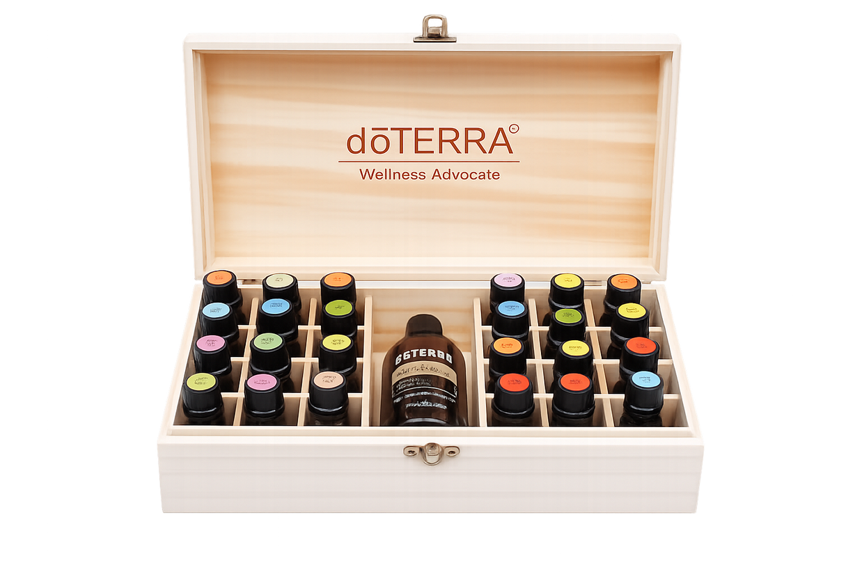 Дървена кутия за етерични масла doTERRA – 25 гнезда