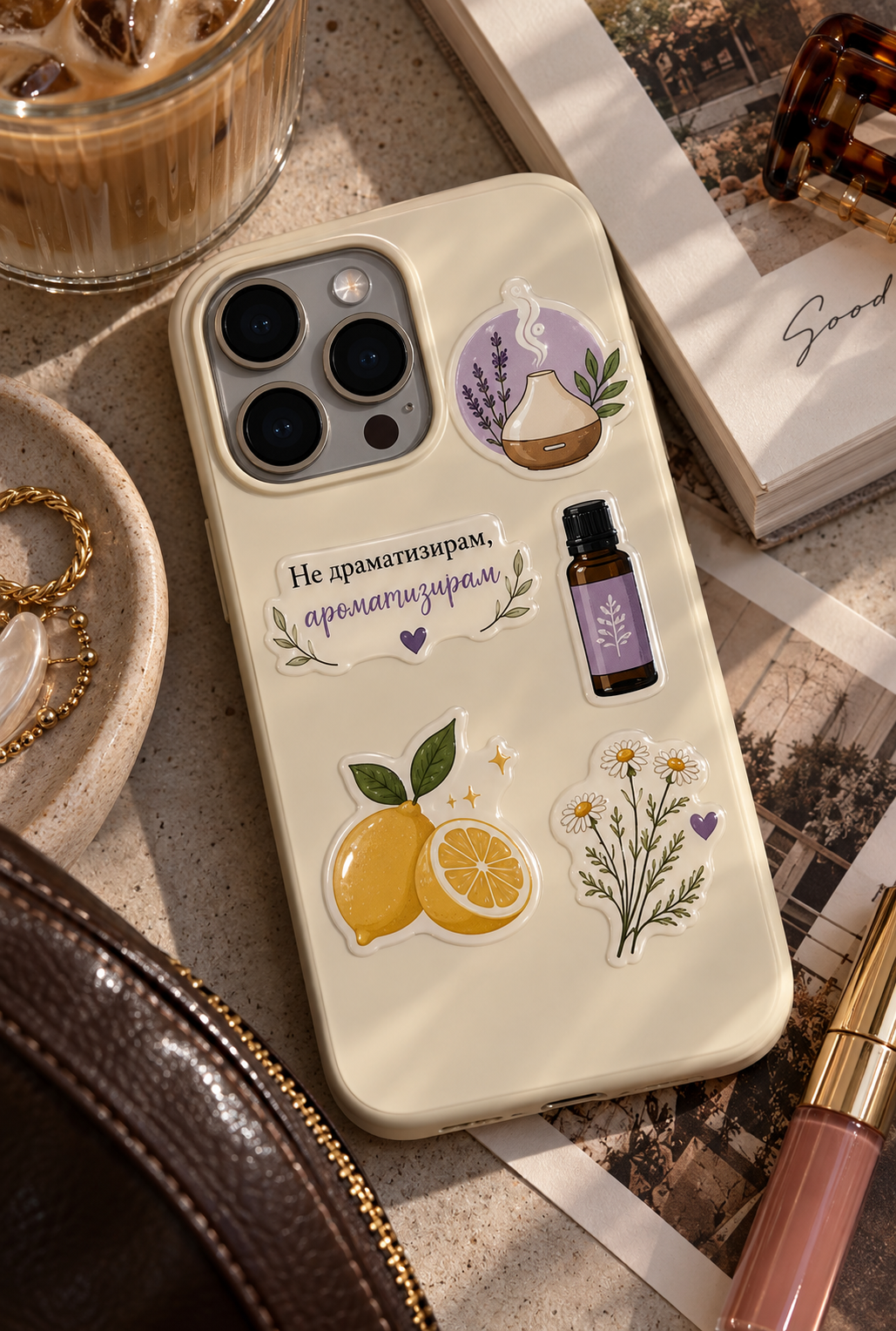 Релефни стикери за телефон – Ароматерапия (лист А6)
