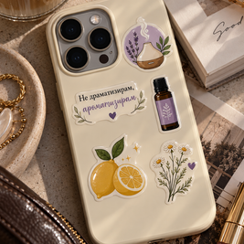 Релефни стикери за телефон – Ароматерапия (лист А6)